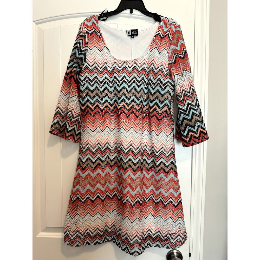 Women's Vibe Sportswear multi color Chevron Print Medium Dress